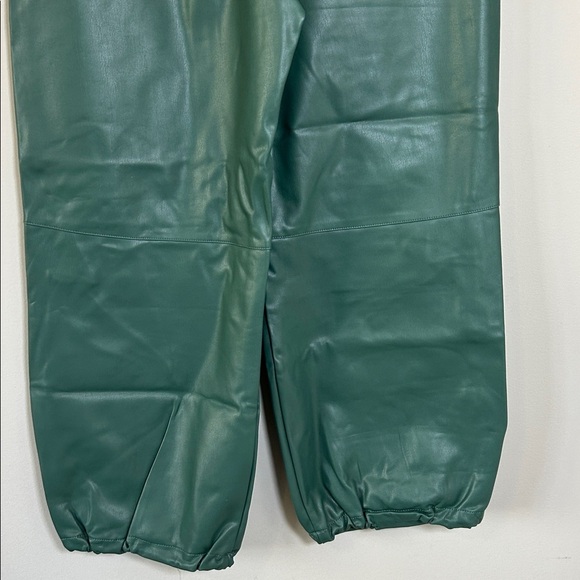 Anthropologie Pilcro Faux Leather Soft Parachute Pants Dark Green Sz S NEW - Picture 10 of 15